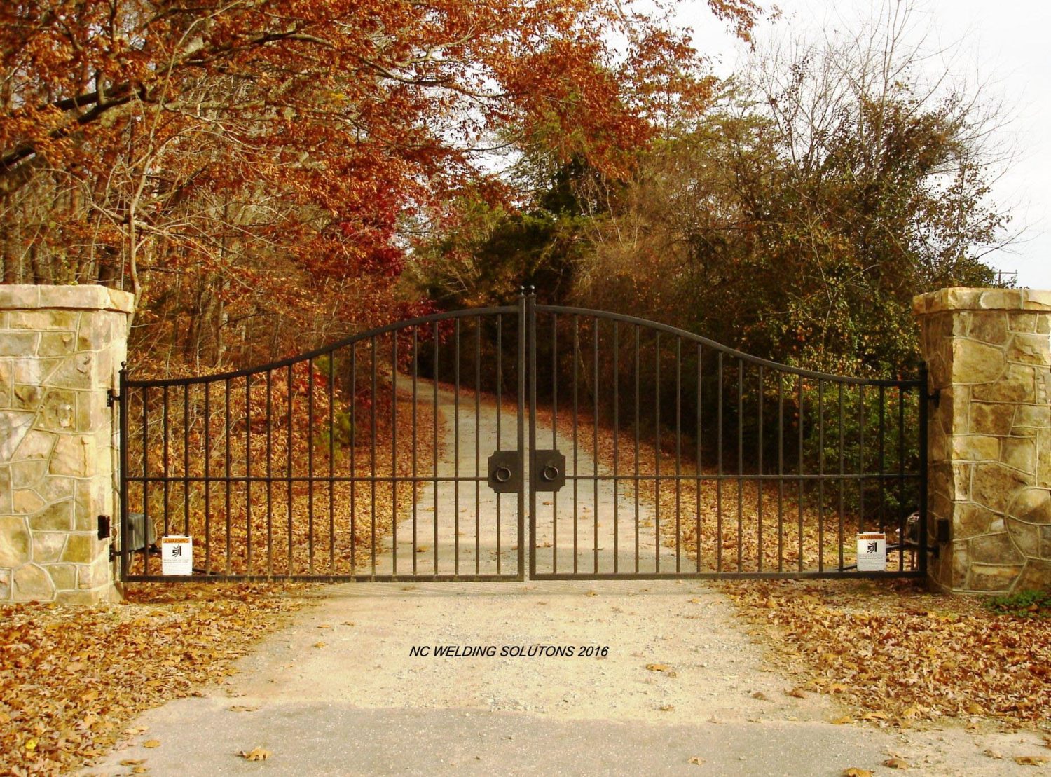 Custom Wrought Iron Driveway Gates Curved Hand Railings Gate Openers NC Welding Solutions